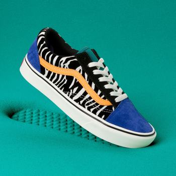 Vans Zebra ComfyCush Old Skool - Naisten Tennarit - Tidepool/Surf The Web